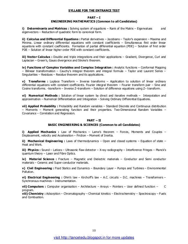 tancet 2014 syllabus for ece